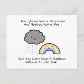 Kute Rainbow Rain Cloud Geluk Quote Briefkaart (Voorkant)