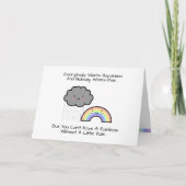 Kute Rainbow Rain Cloud Geluk Quote Kaart (Voorkant)