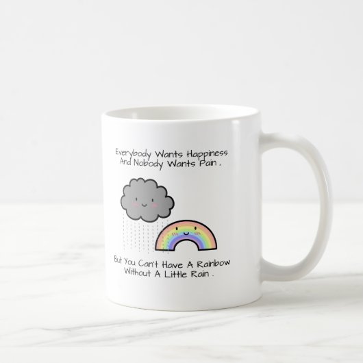 Kute Rainbow Rain Cloud Geluk Quote Koffiemok (Rechts)