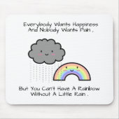Kute Rainbow Rain Cloud Geluk Quote Muismat (Voorkant)