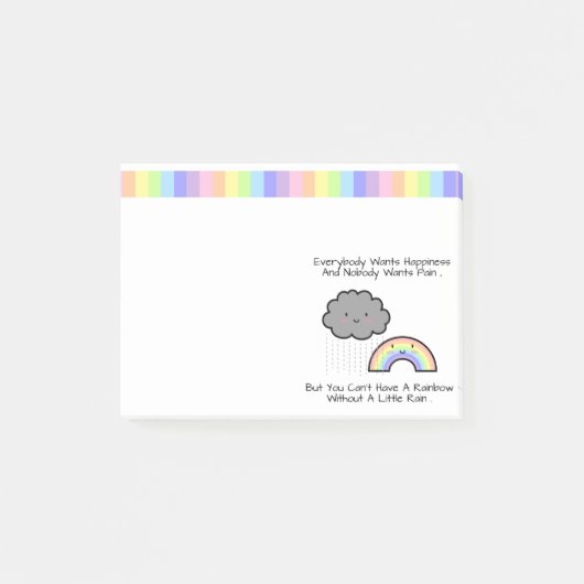 Kute Rainbow Rain Cloud Geluk Quote Post-it® Notes (Voorkant)