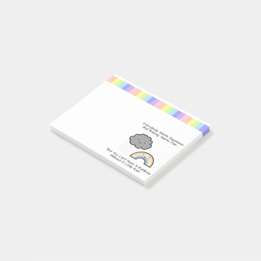 Kute Rainbow Rain Cloud Geluk Quote Post-it® Notes (Schuin)