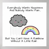 Kute Rainbow Rain Cloud Geluk Quote Poster (Voorkant)