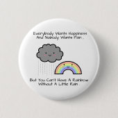 Kute Rainbow Rain Cloud Geluk Quote Ronde Button 5,7 Cm (Voorkant)
