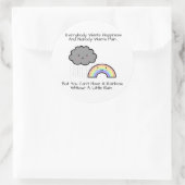Kute Rainbow Rain Cloud Geluk Quote Ronde Sticker (Tas)
