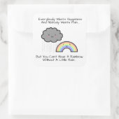 Kute Rainbow Rain Cloud Geluk Quote Vierkante Sticker (Tas)