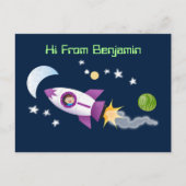 Kute raketten in de illustratie van de cartoon in  briefkaart (Voorkant)