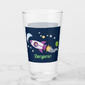 Kute raketten in de illustratie van de cartoon in  glas (Achterkant)