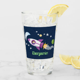 Kute raketten in de illustratie van de cartoon in glas