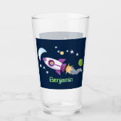 Kute raketten in de illustratie van de cartoon in  glas (Voorkant)