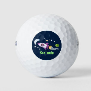 Kute raketten in de illustratie van de cartoon in golfballen