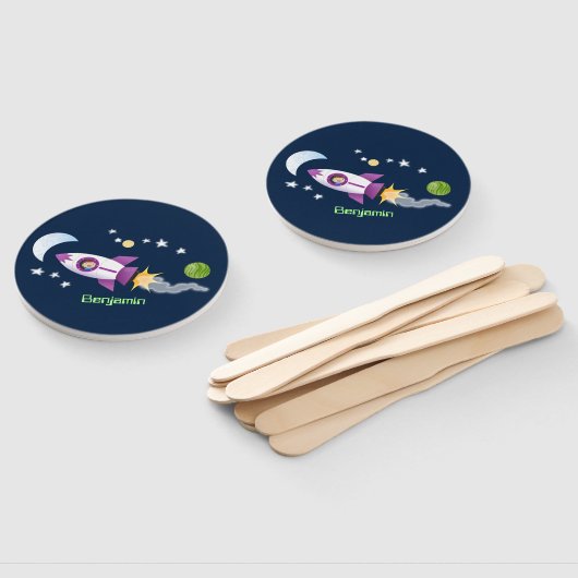 Kute raketten in de illustratie van de cartoon in  handwaaier (Niet-gemonteerd)