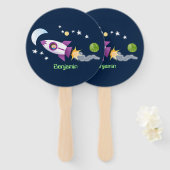 Kute raketten in de illustratie van de cartoon in  handwaaier (Voorkant en achterkant)