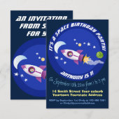 Kute raketten in de illustratie van de cartoon in  kaart (Voorkant / Achterkant)