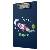 Kute raketten in de illustratie van de cartoon in  klembord (Links)