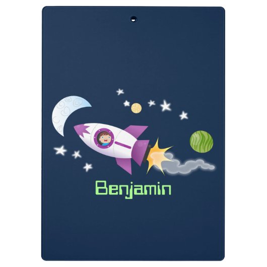 Kute raketten in de illustratie van de cartoon in  klembord (Achterkant)