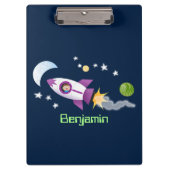 Kute raketten in de illustratie van de cartoon in  klembord (Voorkant)