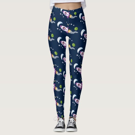 Kute raketten in de illustratie van de cartoon in  leggings (Voorkant)