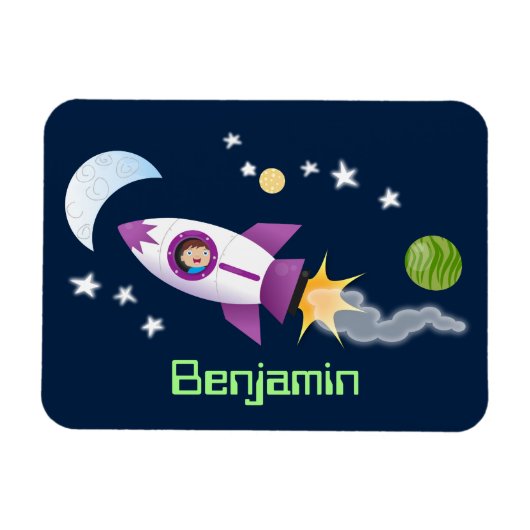 Kute raketten in de illustratie van de cartoon in  magneet (Horizontaal)