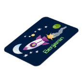 Kute raketten in de illustratie van de cartoon in  magneet (Linkerzijde)