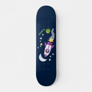Kute raketten in de illustratie van de cartoon in persoonlijk skateboard