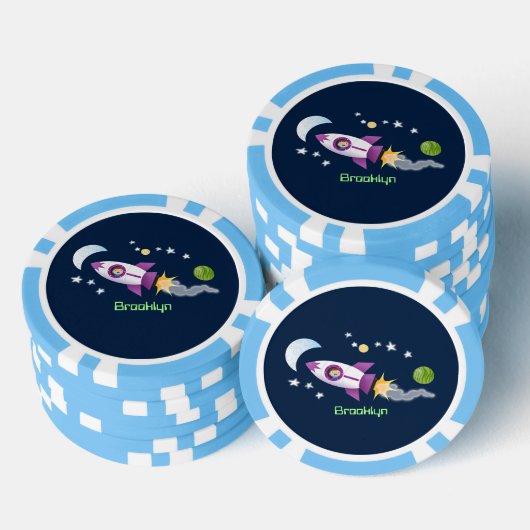 Kute raketten in de illustratie van de cartoon in  poker chips (Opstapeling)