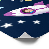 Kute raketten in de illustratie van de cartoon in  poster (Hoek)