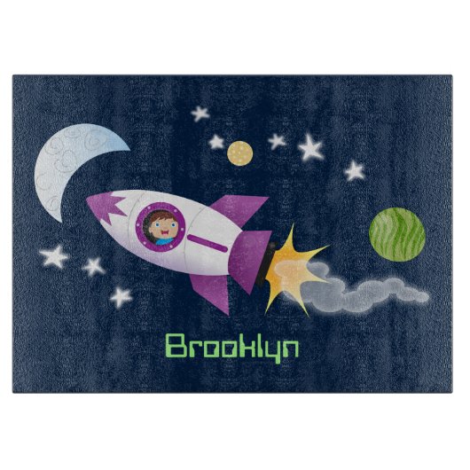 Kute raketten in de illustratie van de cartoon in snijplank (Voorkant)