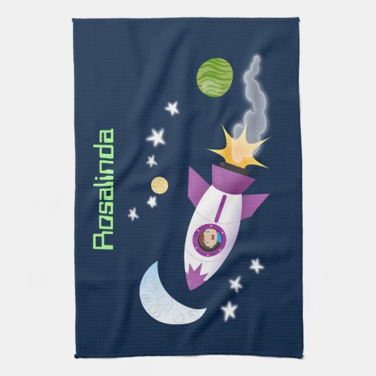Kute raketten in de illustratie van de cartoon in  theedoek (Verticaal)