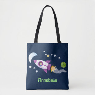 Kute raketten in de illustratie van de cartoon in tote bag