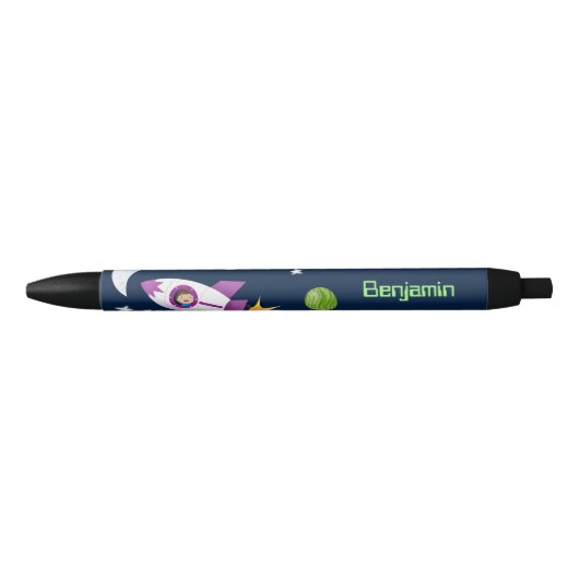 Kute raketten in de illustratie van de cartoon in  zwarte inkt pen (Voorkant)