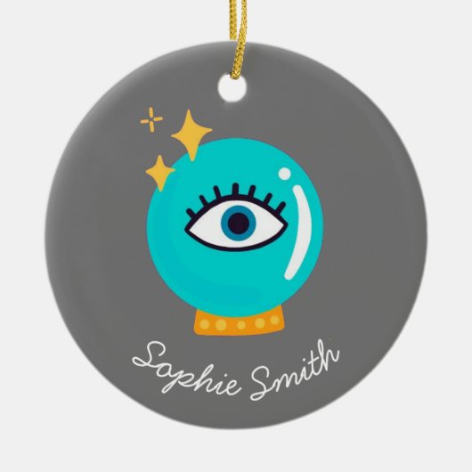 Kute rare derde oogkristalbol keramisch ornament (Voorkant)