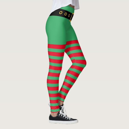 Kute red and green strepen, kerstelf kostuum leggings (Rechts)