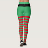 Kute red and green strepen, kerstelf kostuum leggings (Achterkant)