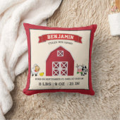 Kute Red Barn Farm Animals Baby Birthat Stats Kussen (Deken)