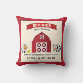 Kute Red Barn Farm Animals Baby Birthat Stats Kussen (Voorkant)