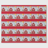 Kute Red Barn Farm Animals Birthday Wrapping Paper Cadeaupapier (Vlak)