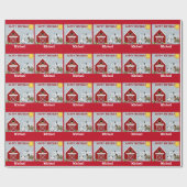 Kute Red Barn Farm Animals Birthday Wrapping Paper Cadeaupapier (Vlak)
