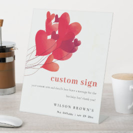 Kute Red Heart-ballonnen Aangepast feest Reclamebord Met Voetstuk