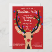 Kute Red Nose Reindester met kerstmis Kaart (Voorkant)