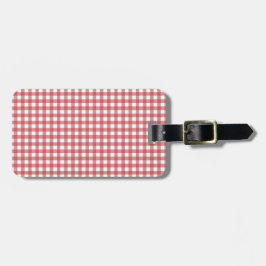 Kute Red White checks Bagagelabel