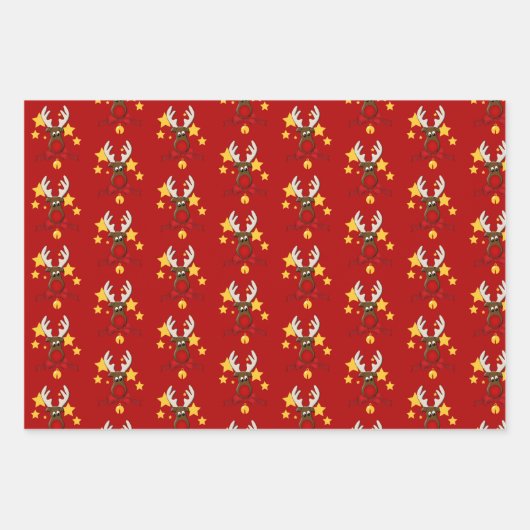 Kute Reindekerst Inpakpapier Vel (Voorkant 3)