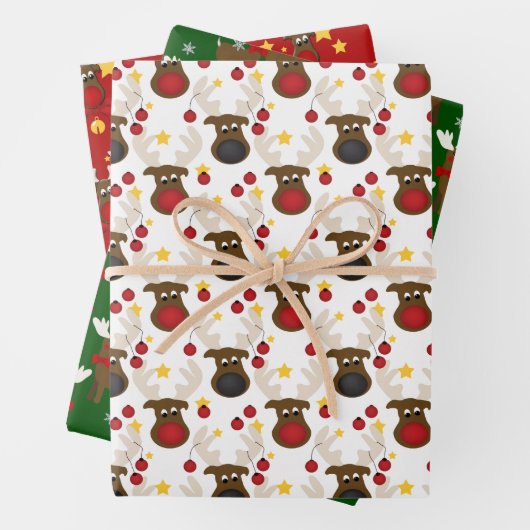 Kute Reindekerst Inpakpapier Vel (In situ)