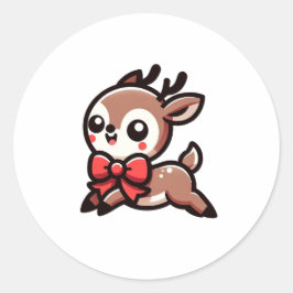 Kute Reindekerst Ronde Sticker