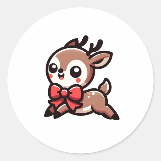 Kute Reindekerst Ronde Sticker (Voorkant)