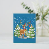 Kute rendier in de sneeuw briefkaart (Staand voorkant)