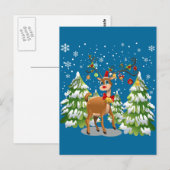 Kute rendier in de sneeuw briefkaart (Voorkant / Achterkant)