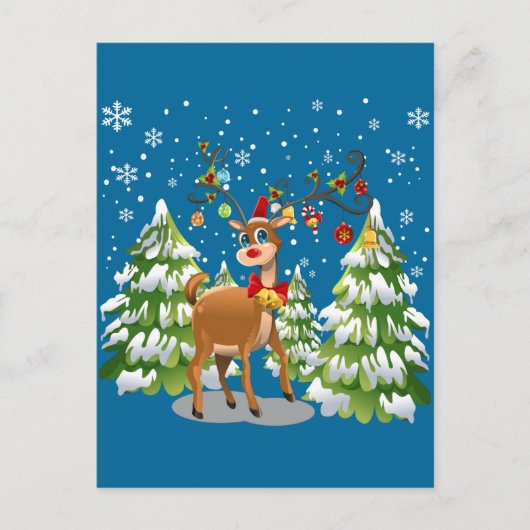 Kute rendier in de sneeuw briefkaart (Voorkant)