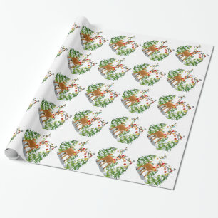 Kute rendier in de sneeuw cadeaupapier