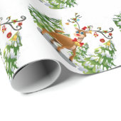 Kute rendier in de sneeuw cadeaupapier (Rol Hoek)